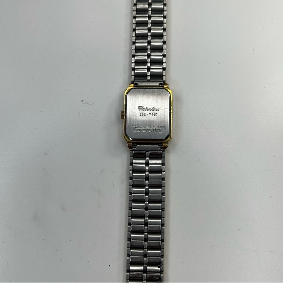VTG Valentino Two-Tone Quartz Dress Watch Rectangular Case New Battery Unisex - Picture 5 of 7